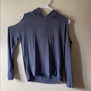 Gray hoodie with open shoulders